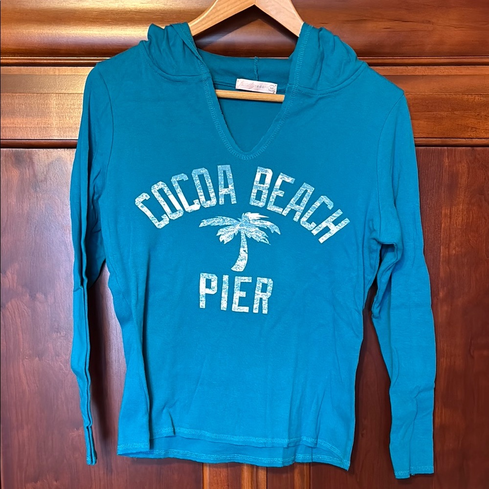 Cocoa Beach Pier Teal Hoodie - Picture 1 of 5